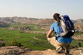 A traveler with his backpack