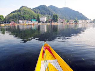 Floating Houseboats in the Dal Lake in Kashmir